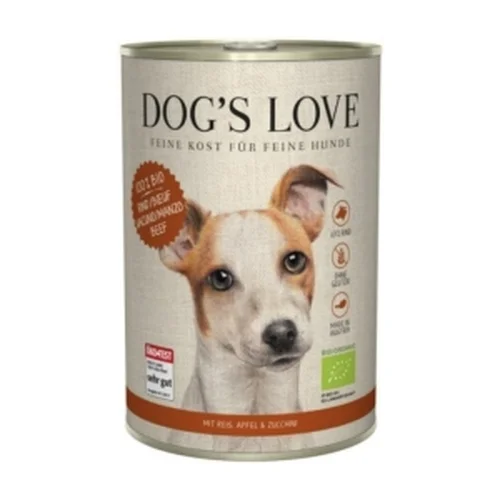 DOG'S LOVE BIO RIND - Ekologiczna Wołowina z Ryżem, Cukinią i Jabłkiem 400g