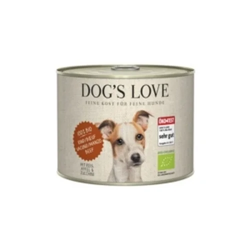 DOG'S LOVE BIO RIND - Ekologiczna Wołowina z Ryżem, Cukinią i Jabłkiem 200g