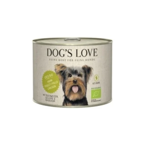 DOG'S LOVE BIO Huhn - Kurczak Ekologiczny z Kaszą Gryczaną, Selerem i Bazylią 200g