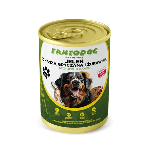 FantoDog Jeleń z Kaszą Gryczaną i Żurawiną 400g