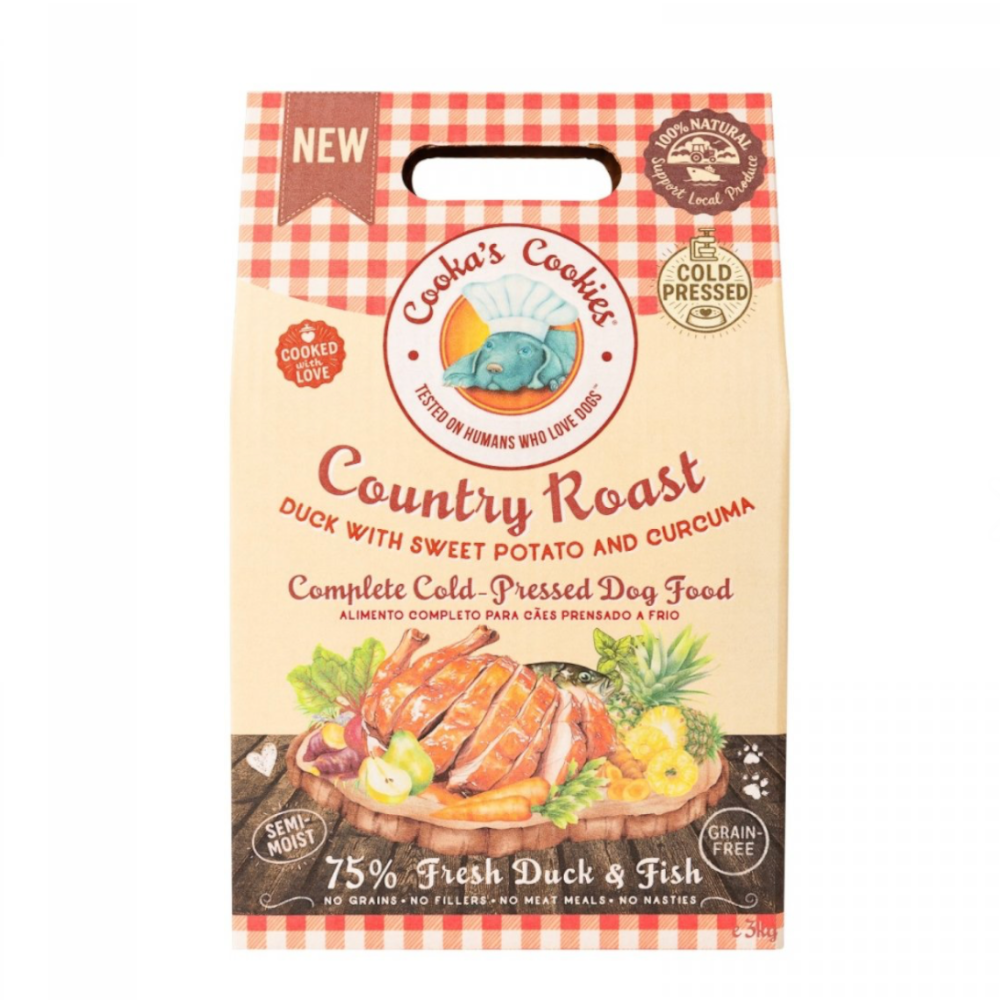 Cooka's Cookies Country Roast Półwilgotna Karma Tłoczona na Zimno z Kaczką i Rybą 3kg