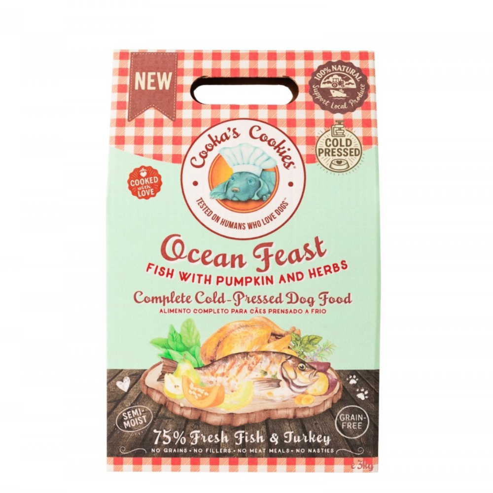 Cooka's Cookies Country Roast Półwilgotna Karma Tłoczona na Zimno z Rybą i Indykiem 3kg